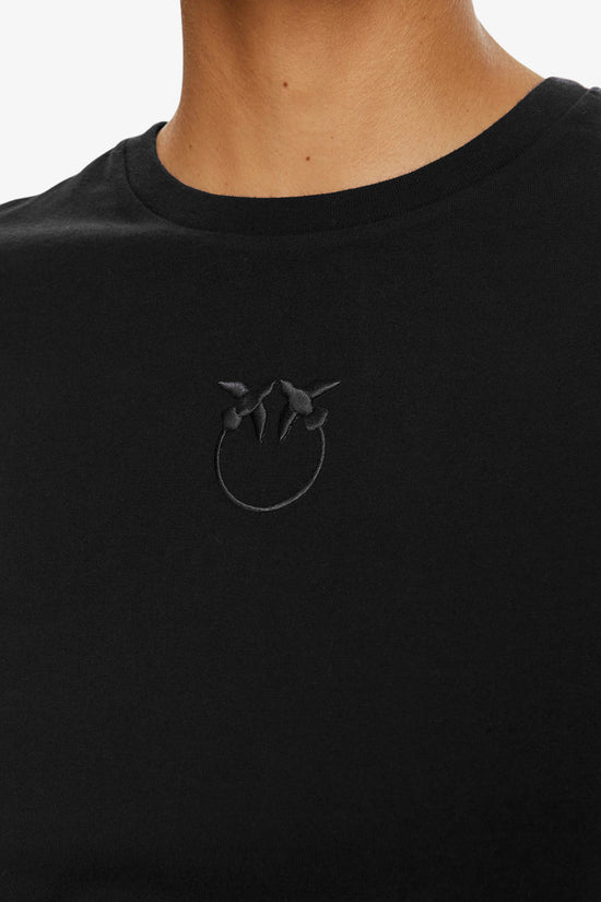 T-Shirt Maniche Corte Logo Ricamato-pinko-Nero-Donna-100355 a2hn z99-