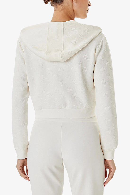 Felpa Corta Full Zip Con Cappuccio 3D Peony-guess-Bianco-Donna-V5yq06kbsl2 f0ep-