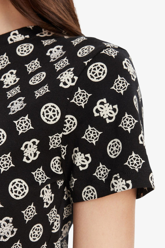 T-Shirt Maniche Corte Logo All-Over Gloria Peony-guess-Nero-Donna-V5yi04i3z14 pj1q-