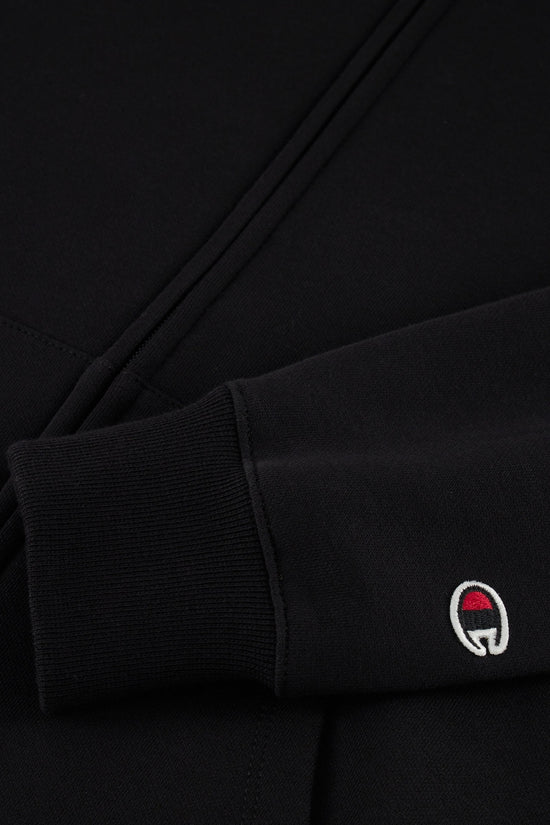 Felpa Full Zip Con Cappuccio Logo Piccolo Ricamato-champion-Nero-Donna-117677 kk001-
