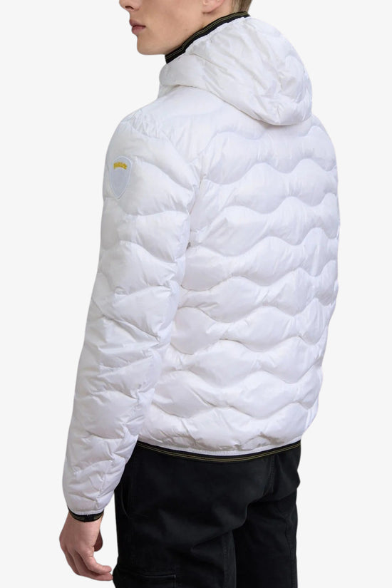 Piumino Full Zip Con Cappuccio Cuciture Ad Onde Wave-blauer-Bianco-Uomo-25wbluc03074 006355 100-