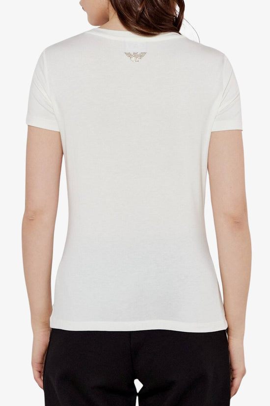 T-Shirt Maniche Corte Big Logo Series Con Borchiette-emporio armani ea7-Bianco-Donna-8ntt67 tjdqz u0005-