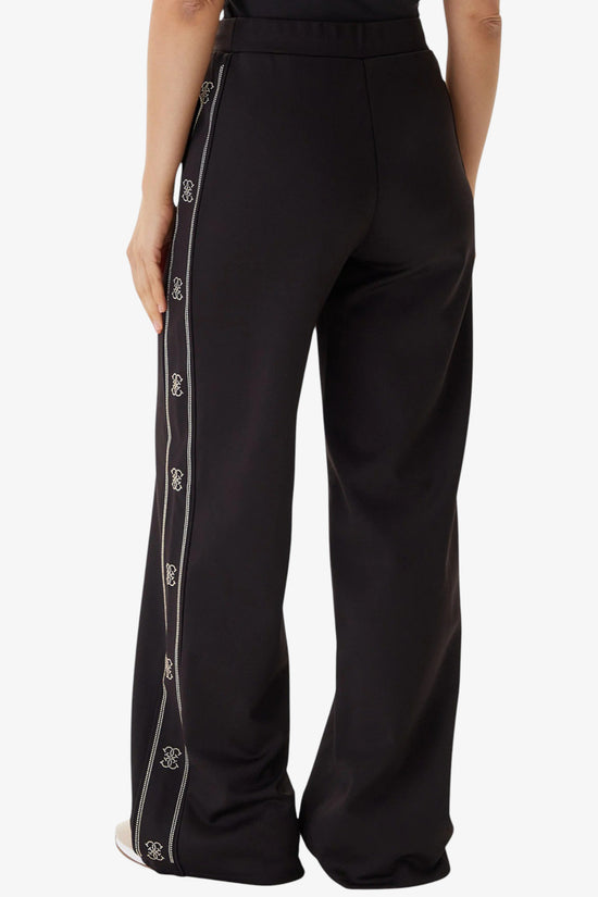Pantaloni Palazzo Bande Logo Con Borchiette Octavia-guess-Nero-Donna-V5bb12kcx22 jblk-