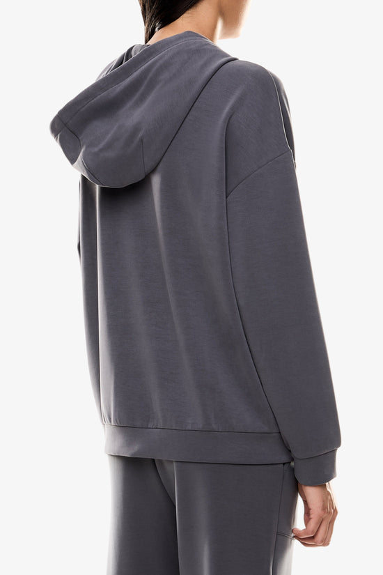 Felpa Full Zip Con Cappuccio Core Lady In Misto Modal Stretch-emporio armani ea7-Grigio-Donna-7w000192 af12643 u8117-