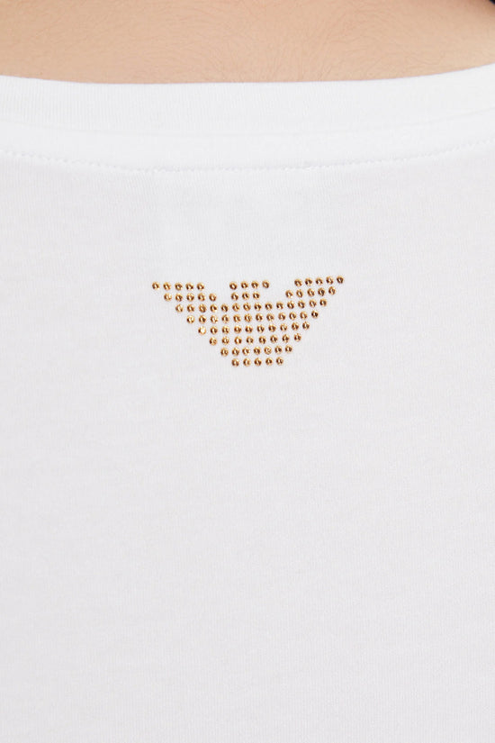 T-Shirt Maniche Corte Big Logo Series Con Borchiette-emporio armani ea7-Bianco-Donna-8ntt67 tjdqz 1100-