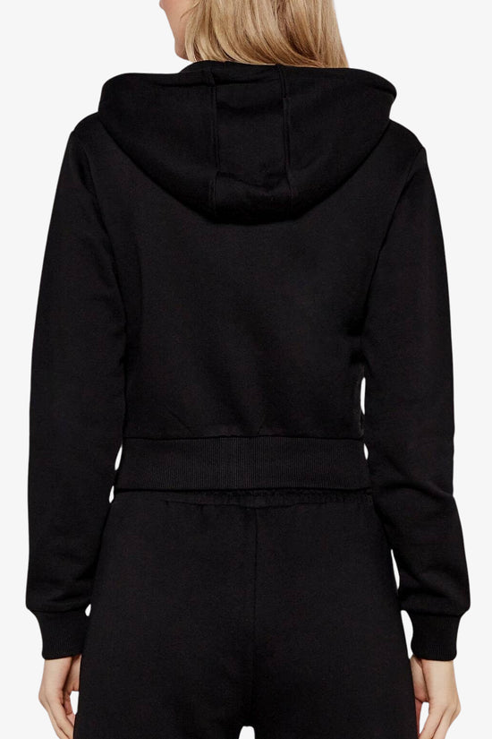 Felpa Corta Full Zip Con Cappiccio Logo Strass Rhinestones Primula-guess-Nero-Donna-V5gq10kcrp0 jblk-
