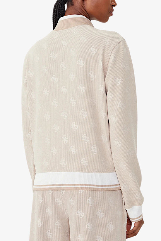 Felpa Full Zip In Velluto A Coste Paulina-guess-Beige-Donna-V5bq01k1902 cocb-
