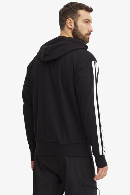 Felpa Full Zip Con Cappuccio Essential 3-Stripes-adidas performance-Nero-Uomo-Jd1877-