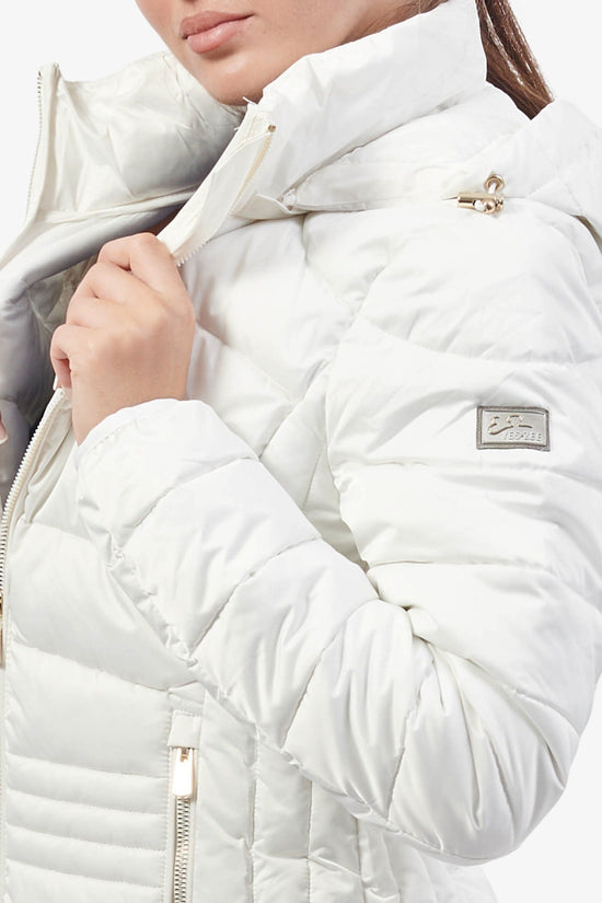 Piumino Corto Full Zip Con Cappuccio-yes zee-Bianco-Donna-J007/m800 0157-