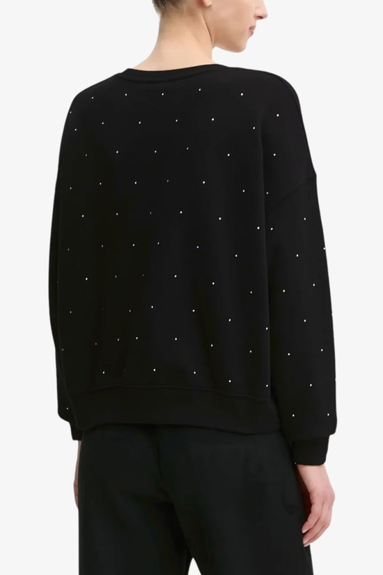 Felpa Corta Girocollo Con Strass Rhinestones-guess-Nero-Donna-V5rq08kclj0 jblk-
