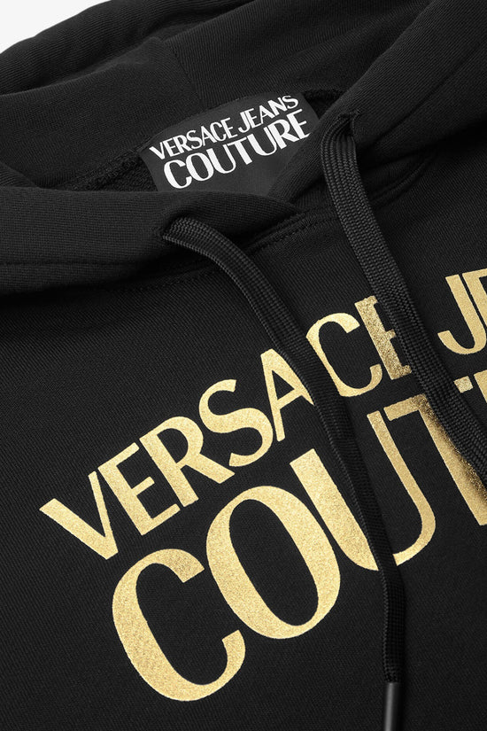 Felpa Corta Con Cappuccio Logo Istitutional-versace jeans couture-Nero-Donna-78hait01 cf01t g89-
