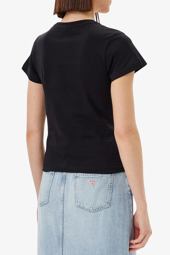 T-Shirt Maniche Corte Logo Cuore Strass Narciso-guess-Nero-Donna-V5gi10k9rm1 jblk-