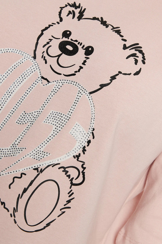 T-Shirt Maniche Corte Boxy Rhinestone Bear-guess-Rosa-Donna-V5ri09i3z14 pgls-