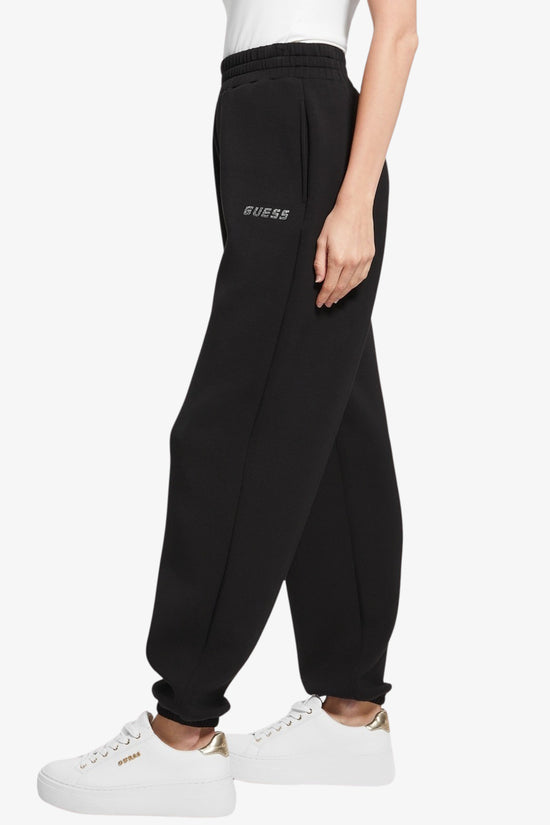 Pantaloni Logo Strass Cecilia Scuba-guess-Nero-Donna-V4bb13k7uw2 jblk-