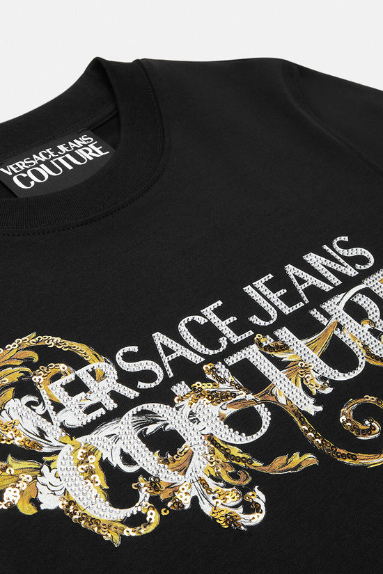 Vestito Corto Con Cristalli Outline Barocco-versace jeans couture-Nero-Donna-78haoc06 cj02c g89-