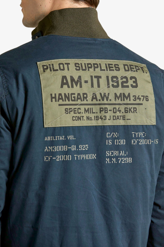 Giubbotto Bomber Militare Full Zip Con Etichetta Sul Retro-aeronautica militare-Blu-Uomo-252ab3000uct04212-