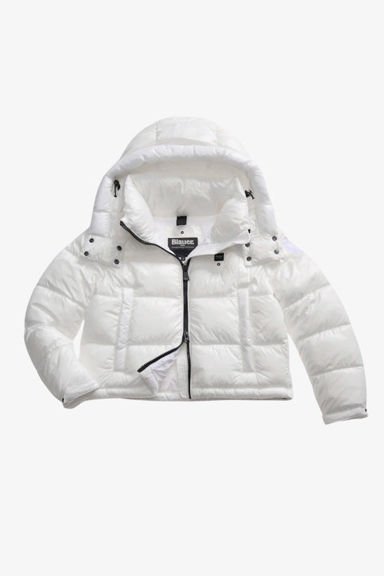 Piumino Corto Full Zip Con Cappuccio Gloria-blauer-Bianco-Donna-25wbldc02170 006648 100bi-