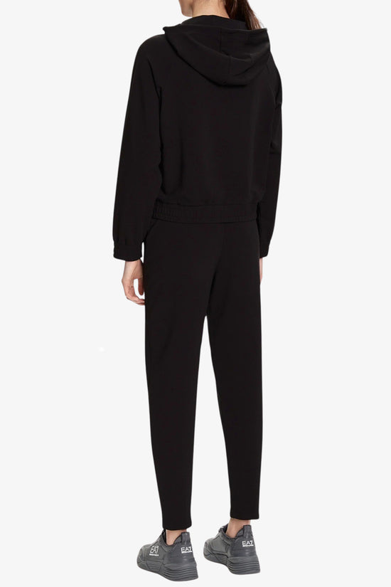 Tuta Con Cappuccio Big Logo Metallizzato Con Borchiette-emporio armani ea7-Nero-Donna-7w000687 af12502 mc026-