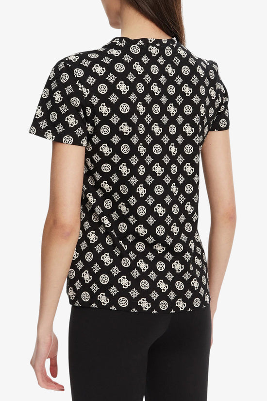 T-Shirt Maniche Corte Logo All-Over Gloria Peony-guess-Nero-Donna-V5yi04i3z14 pj1q-