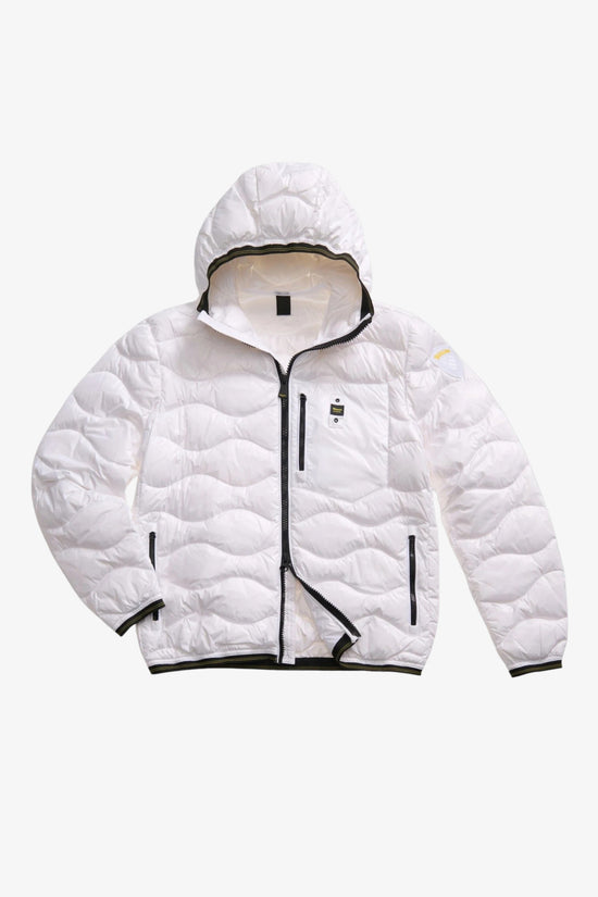 Piumino Full Zip Con Cappuccio Cuciture Ad Onde Wave-blauer-Bianco-Uomo-25wbluc03074 006355 100-