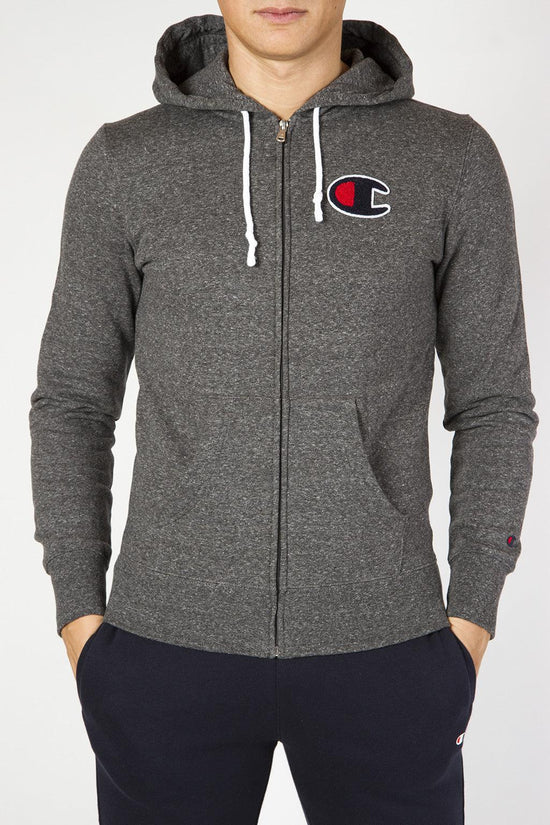 Felpa Full Zip Con Cappuccio C Logo-champion-Grigio-Uomo-214290 em516-