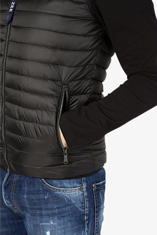 Gilet Full Zip Con Cappuccio-yes zee-Nero-Uomo-J707/o500 0801-