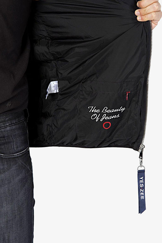 Piumino Full Zip Con Cappuccio-yes zee-Nero-Uomo-J876/m900 0801-