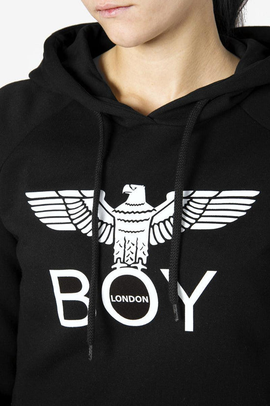 Felpa Corta Con Cappuccio Big Logo-boy london-Nero-Donna-Bld3141-