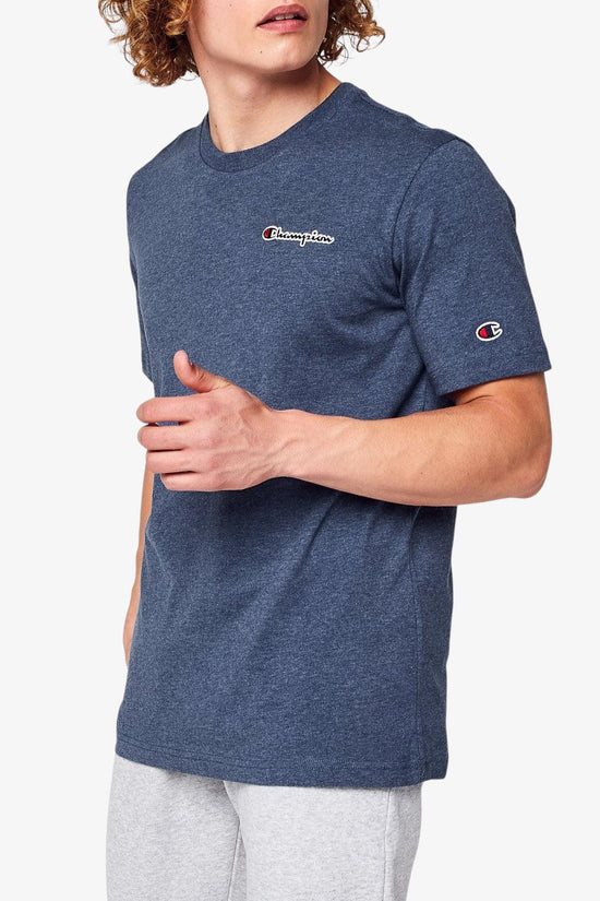 T-Shirt Maniche Corte Logo Piccolo Ricamato-champion-Blu-Uomo-217813 bv502-