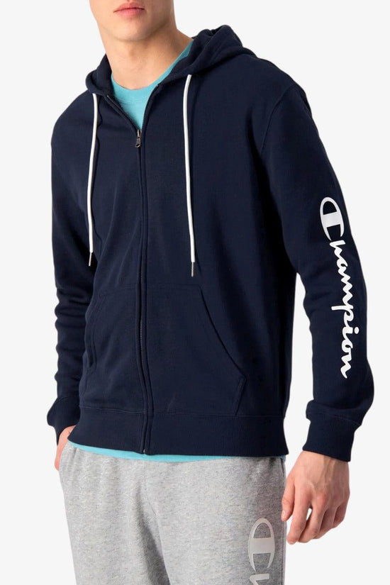 Felpa Full Zip Con Cappuccio Big Logo Sulla Manica-champion-Blu-Uomo-217144 bs501-