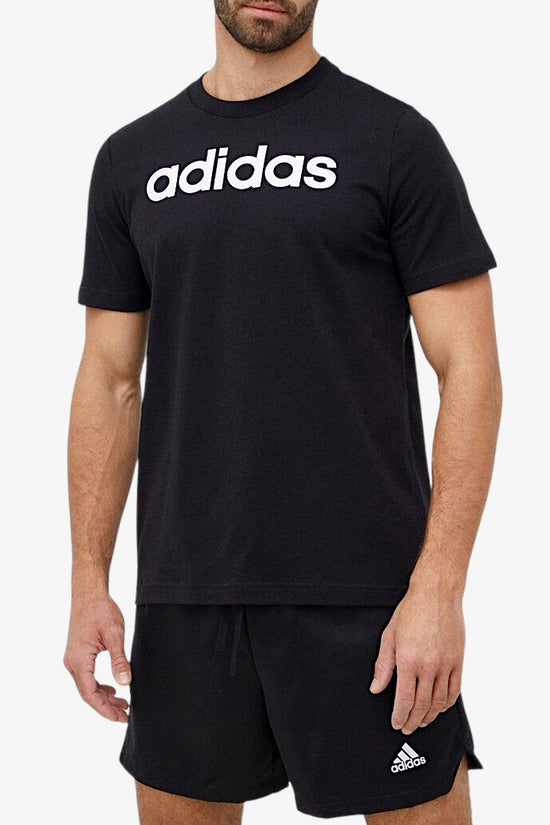 T-Shirt Maniche Corte Essentials Linear Embroidered Logo-adidas performance-Nero-Uomo-Ic9274-
