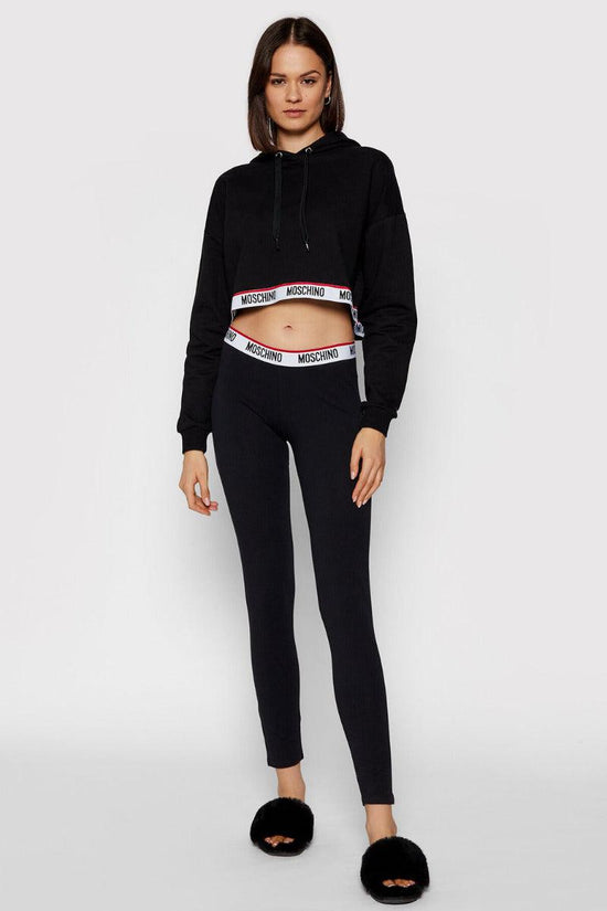 Felpa Corta Con Cappuccio Banda Logo-moschino underwear-Nero-Donna-Zua1721 9004 0555-