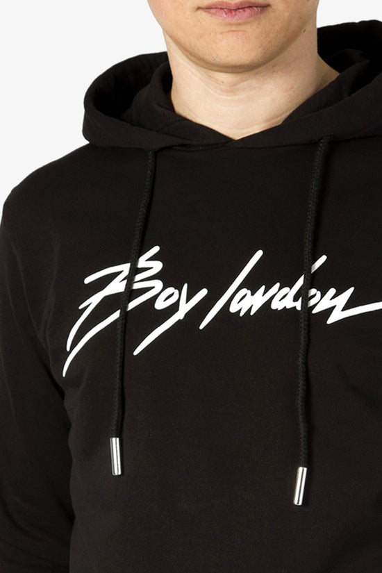 Felpa Con Cappuccio Logo Script-boy london-Nero-Uomo-Blu6916-