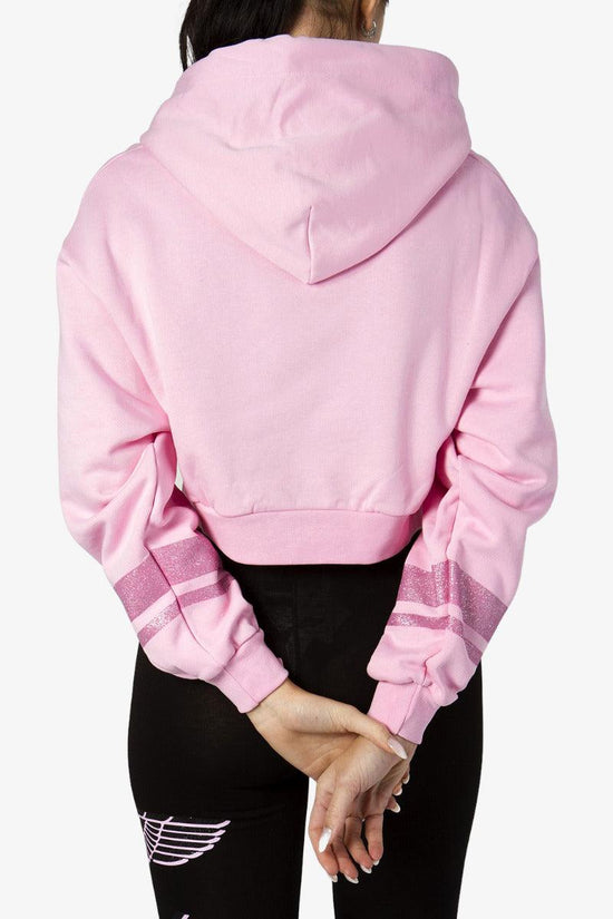 Felpa Corta Con Cappuccio Logo Glitter-boy london-Rosa-Donna-Bld3224-