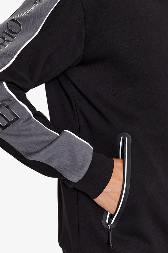 Felpa Full Zip Con Cappuccio Athletic Colour Block-emporio armani ea7-Nero-Uomo-6rpm31 pj07z 1200-