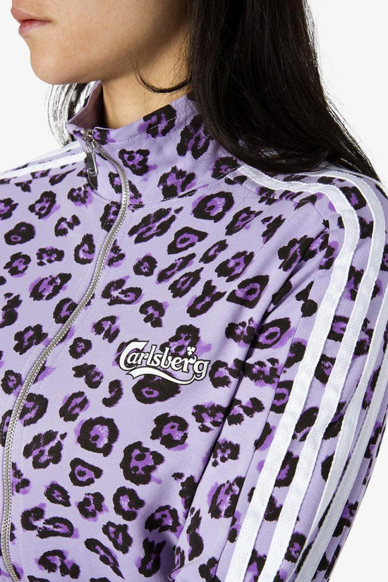 Felpa Full Zip Motivo Animalier All-Over Con Bande-carlsberg-Viola-Donna-Cbd4341-