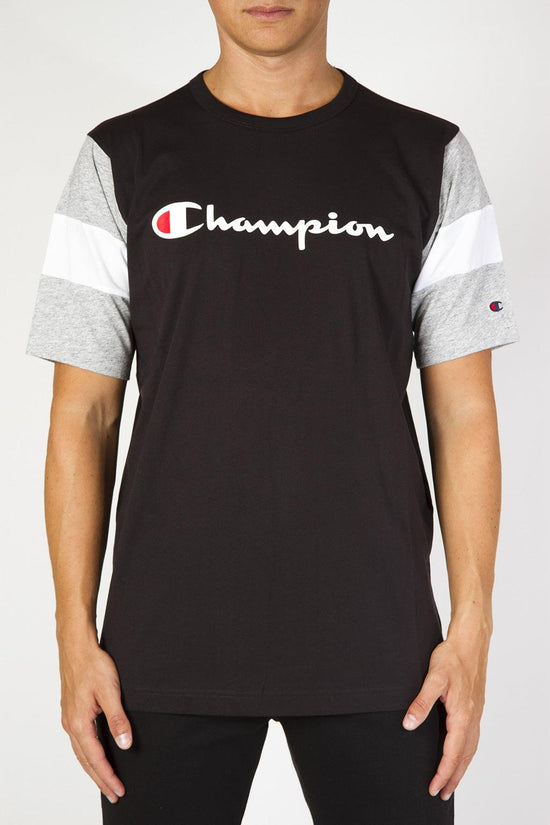 T-Shirt Maniche Corte Colour Block Con Logo-champion-Nero-Uomo-213644 kk001-