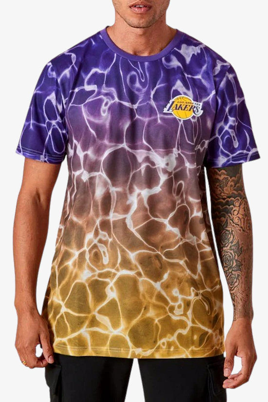 T-Shirt Maniche Corte LA Lakers NBA Team Colour Effetto Acqua-new era-Viola-Uomo-13083896-