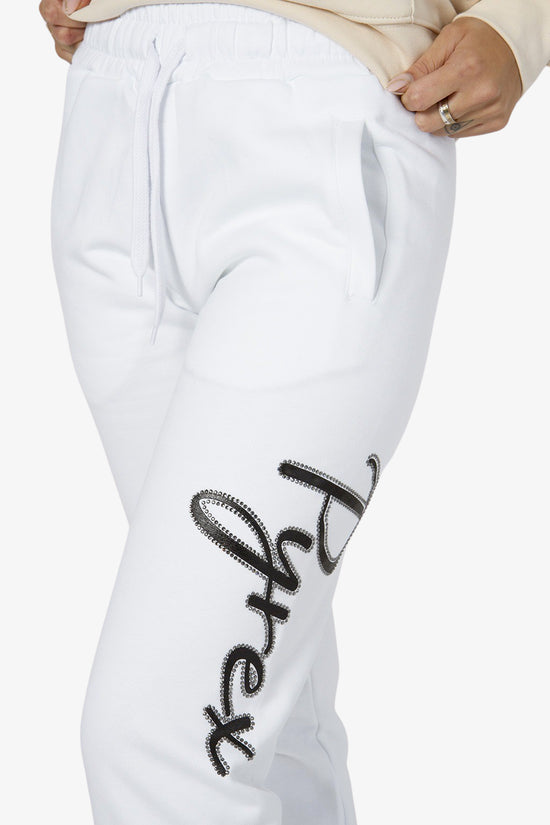 Pantaloni Logo Script Con Strass-pyrex-Bianco-Donna-23ipb44458-