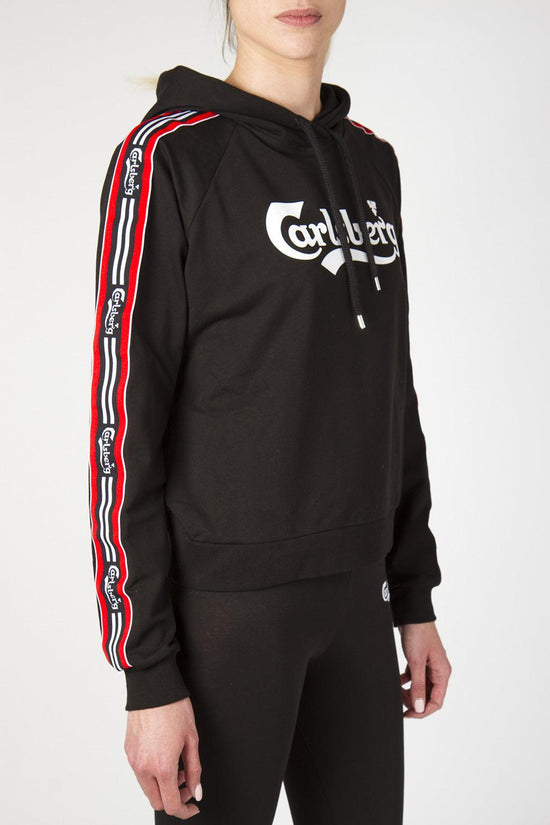 Felpa Con Cappuccio Con Bande Logo-carlsberg-Nero-Donna-Cbd3186-