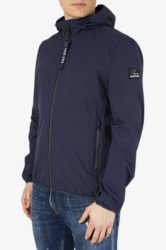 Giacca Soft Shell Full Zip Con Cappuccio-yes zee-Blu-Uomo-J529/qe00 0710-