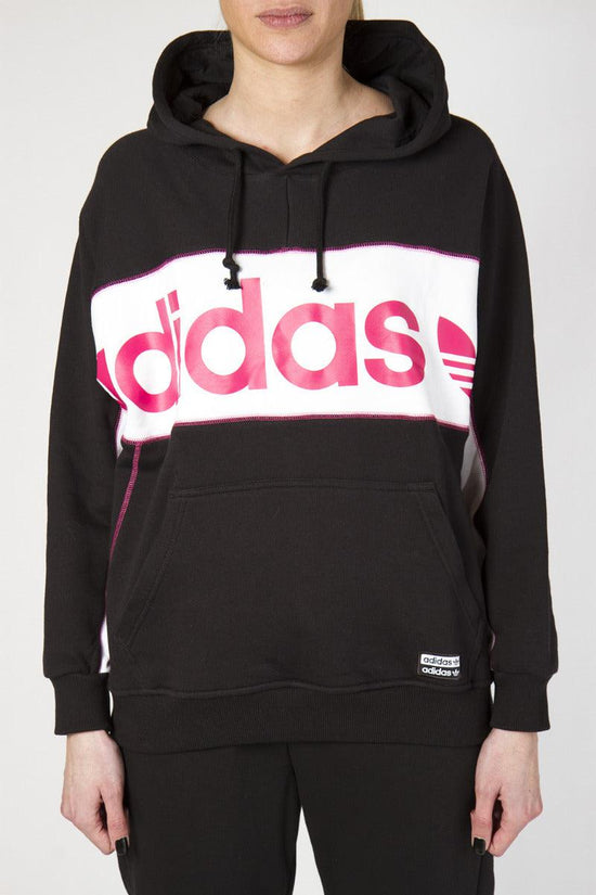 Felpa Con Cappuccio Long-adidas originals-Nero-Donna-Fh7564-