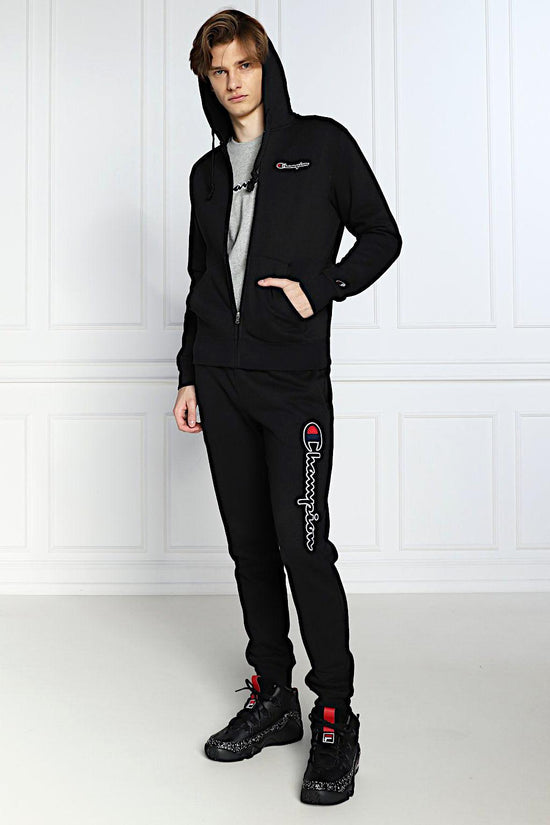 Felpa Full Zip Con Cappuccio Logo Piccolo Ricamato-champion-Nero-Uomo-217864 kk001-