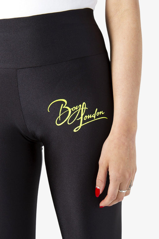 Leggings A Vita Alta Logo Script-boy london-Nero-Donna-Bld2976-