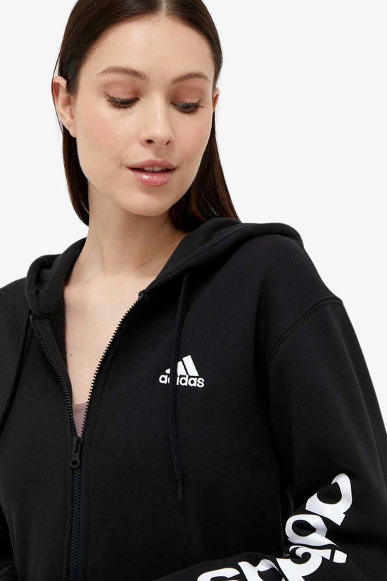 Felpa Full Zip Con Cappuccio Full Zip Essentials Linear-adidas performance-Nero-Donna-Ic6863-