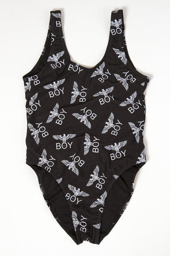 Costume Intero Stampa Logo All-Over-boy london-Nero-Donna-Bla378-