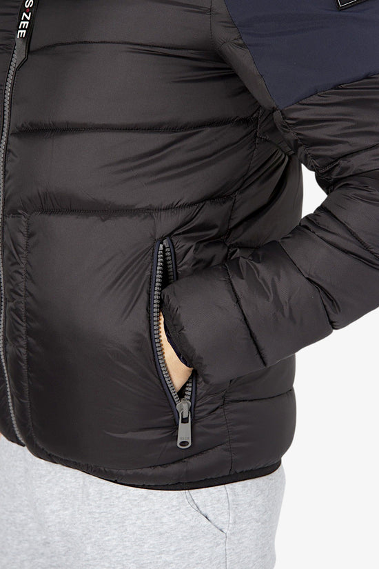 Giubbino Full Zip Con Cappuccio Trapuntato Bicolor-yes zee-Blu-Uomo-J839/q6bi 2801-