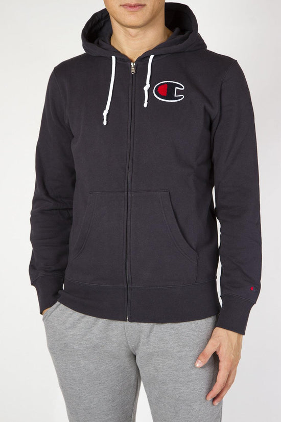 Felpa Full Zip Con Cappuccio C Logo-champion-Blu-Uomo-214290 bs505-