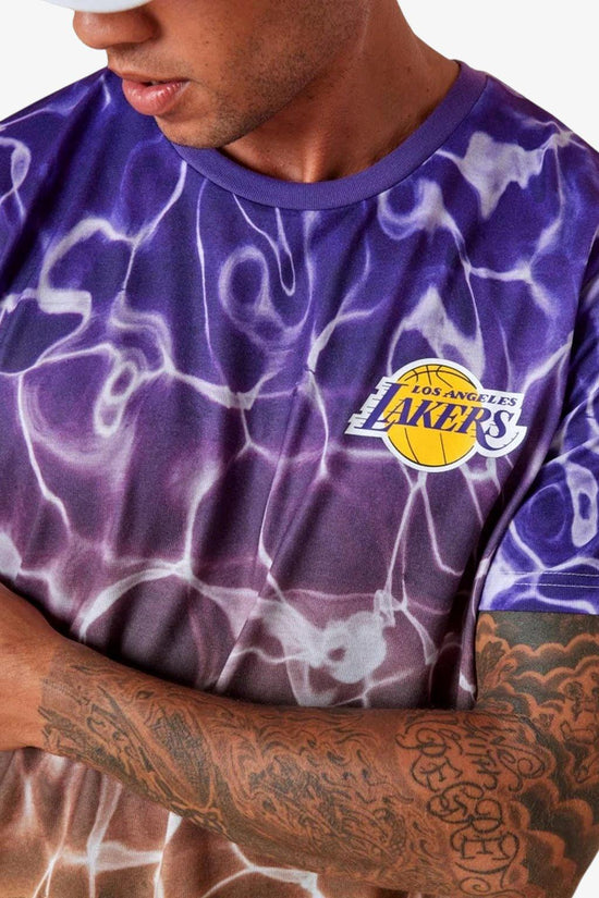 T-Shirt Maniche Corte LA Lakers NBA Team Colour Effetto Acqua-new era-Viola-Uomo-13083896-