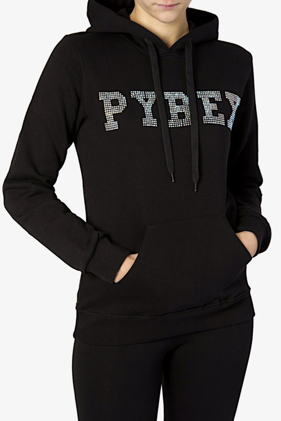 Felpa Con Cappuccio Big Logo Strass-pyrex-Nero-Donna-21ipb42742-